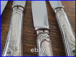 5 Grands Couteaux En Metal Argente Christofle Modele Marly Ancien
