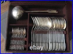++531.21 Menagere 37 Pieces En Metal Argente Orfevre O. L. Modele Uniplat