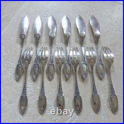 6 COUVERTS A POISSON ERCUIS modèle EMPIRE métal argenté (12 pièces) Lot 2