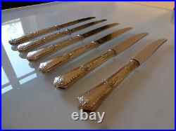 6 Couteaux De Table Metal Argente Sfam Modele Sans Gene Empire 26,2 CM