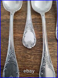 6 Cuillères à Soupe EN METAL ARGENTE CHRISTOFLE MODELE MARLY ANCIEN 1930's