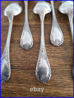 6 Cuillères à Soupe EN METAL ARGENTE CHRISTOFLE MODELE MARLY ANCIEN 1930's