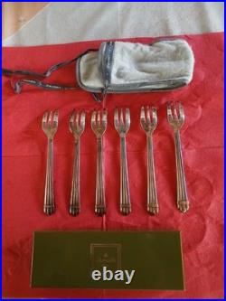6 Fourchettes A Gteaux Modèle Aria Metal Argenté Christofle Boite + Ecrin Tbe