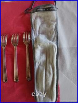 6 Fourchettes A Gteaux Modèle Aria Metal Argenté Christofle Boite + Ecrin Tbe
