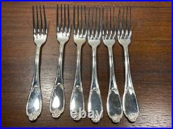 6 Fourchettes Ercuis en Métal Argenté Modèle Pompadour avec Boite (10-21)