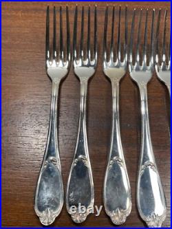 6 Fourchettes Ercuis en Métal Argenté Modèle Pompadour avec Boite (10-21)