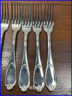 6 Fourchettes Ercuis en Métal Argenté Modèle Pompadour avec Boite (10-21)