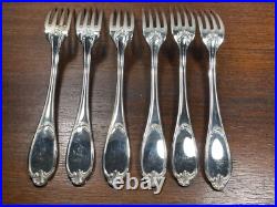 6 Fourchettes Ercuis en Métal Argenté Modèle Pompadour avec Boite (10-21)
