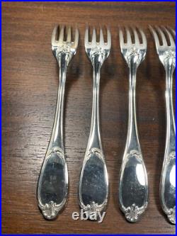 6 Fourchettes Ercuis en Métal Argenté Modèle Pompadour avec Boite (10-21)