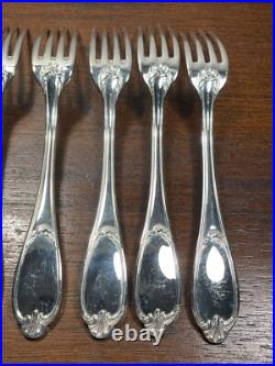 6 Fourchettes Ercuis en Métal Argenté Modèle Pompadour avec Boite (10-21)