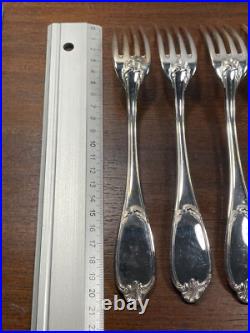 6 Fourchettes Ercuis en Métal Argenté Modèle Pompadour avec Boite (10-21)