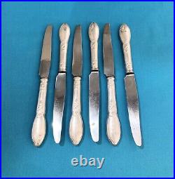 6 couteaux à entremets BOULENGER modèle CACAO métal argenté ART NOUVEAU table
