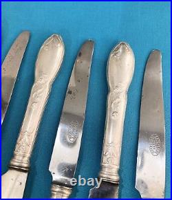 6 couteaux à entremets BOULENGER modèle CACAO métal argenté ART NOUVEAU table