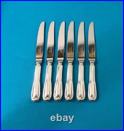 6 couteaux a entremets CHRISTOFLE modèle FILET CHINON metal argenté 19,5 cm