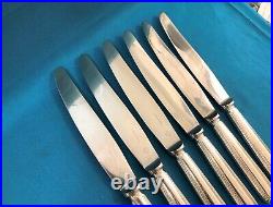 6 couteaux de table CHRISTOFLE modèle GODRONS métal argenté Lames inox 24,5 cm