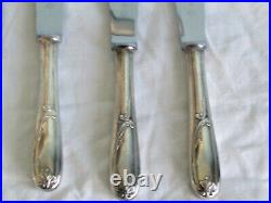 6 couteaux de table métal argenté CHRISTOFLE modèle Grandbourg Louis XV (lot A)