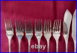 6 couteaux et 6 fourchettes à poisson métal argenté Christofle modèle Rubans 2