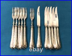 6 couverts à fruits CHRISTOFLE modèle RUBANS CLOCHETTES métal argenté Couteaux