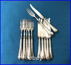 6 couverts à fruits CHRISTOFLE modèle RUBANS CLOCHETTES métal argenté Couteaux