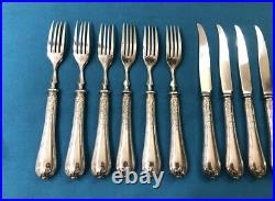 6 couverts à fruits CHRISTOFLE modèle RUBANS CLOCHETTES métal argenté Couteaux