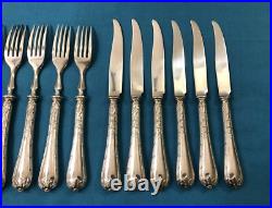 6 couverts à fruits CHRISTOFLE modèle RUBANS CLOCHETTES métal argenté Couteaux