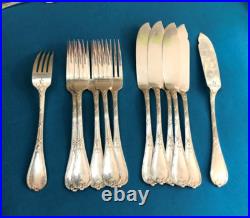 6 couverts à poisson CHRISTOFLE modèle RUBANS CLOCHETTES métal argenté Couteaux