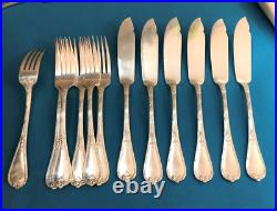 6 couverts à poisson CHRISTOFLE modèle RUBANS CLOCHETTES métal argenté Couteaux