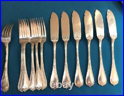 6 couverts à poisson CHRISTOFLE modèle RUBANS CLOCHETTES métal argenté Couteaux