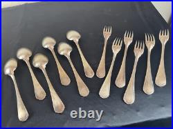 6 cuillères et 6 fourchettes CHRISTOFLE MODELE JAPONAIS métal argenté