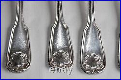 6 cuillères et 6 fourchettes métal argenté CHRISTOFLE modèle Coquille