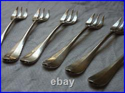 6 fourchettes à huîtres, modèle baguette (Christofle), métal argenté