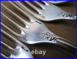 6 fourchettes et 5 cuillères Christofle modèle Marly métal argenté en bel état