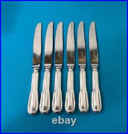 6 grands couteaux CHRISTOFLE modèle FILET CHINON metal argenté 24,5 cm couvert