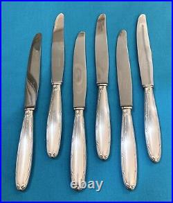 6 grands couteaux CHRISTOFLE modèle RUBAN CROISÉS métal argenté table couvert