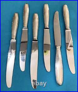 6 grands couteaux CHRISTOFLE modèle RUBAN CROISÉS métal argenté table couvert