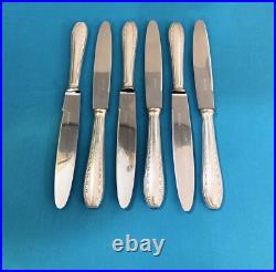 6 grands couteaux ERCUIS modèle TOLÈDE métal argenté couvert table 24,5cm