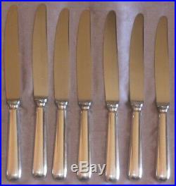 7 couteaux de table en métal argenté modèle Baguette / fidélio Lames inox