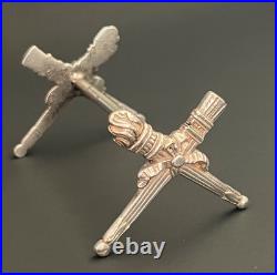 9 porte couteaux en métal argenté modèle carquois flambeau