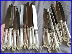 ALFENIDE / CHRISTOFLE 12 + 12= 24 couteaux métal argenté modèle POMPADOUR