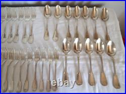 ANCIENNE Ménagère de 71 Pièces Métal Argente Modèle Filet Cuillères Fourchettes