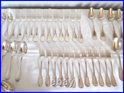 ANCIENNE Ménagère de 71 Pièces Métal Argente Modèle Filet Cuillères Fourchettes