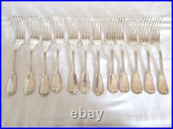 ANCIENNE Ménagère de 71 Pièces Métal Argente Modèle Filet Cuillères Fourchettes ANCIENNE Ménagère de 71 Pièces Métal Argente Modèle Filet Cuillères Fourchettes