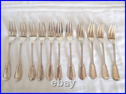 ANCIENNE Ménagère de 71 Pièces Métal Argente Modèle Filet Cuillères Fourchettes