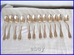 ANCIENNE Ménagère de 71 Pièces Métal Argente Modèle Filet Cuillères Fourchettes