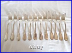 ANCIENNE Ménagère de 71 Pièces Métal Argente Modèle Filet Cuillères Fourchettes
