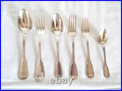 ANCIENNE Ménagère de 71 Pièces Métal Argente Modèle Filet Cuillères Fourchettes