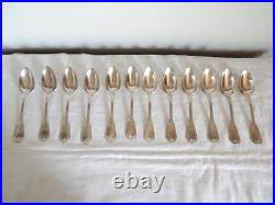 ANCIENNE Ménagère de 71 Pièces Métal Argente Modèle Filet Cuillères Fourchettes