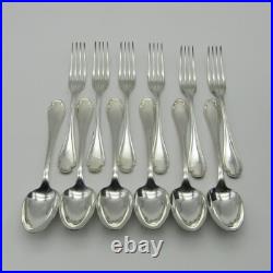 Alfénide. 6 couverts de table en métal argenté modèle Pompadour