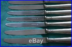 Alfénide / Christofle 12 petits couteaux modèle Pompadour métal argenté et inox