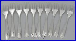 Alfénide, Christofle modèle Paris, 10 fourchettes à gâteaux, en métal argenté